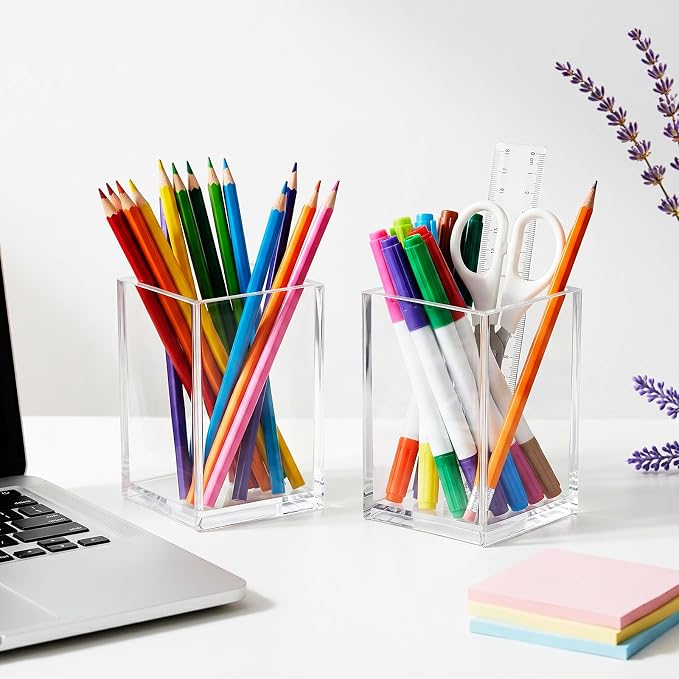 Acrylic Pen Holder 12 Pack, Makeup Brush Holder, Acrylic Pencil Organizer - Image 5