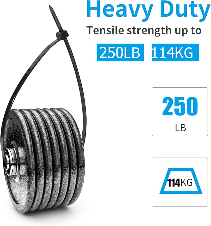 XINGO 12 inch Black Zip Ties Heavy Duty 80 PCS, 250 LBS Ultra Strong Plastic - Image 3