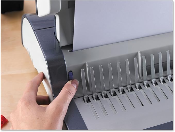 Fellowes 5216901 Quasar 500 Electric Comb Binding System, 16 7/8 x 15 3/8 x 5 1/8, Metallic Gray-DeskLoop Office