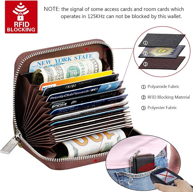 FurArt Zipper Wallet Women, RFID Blocking Credit Card Wallet, Business Card - Image 5