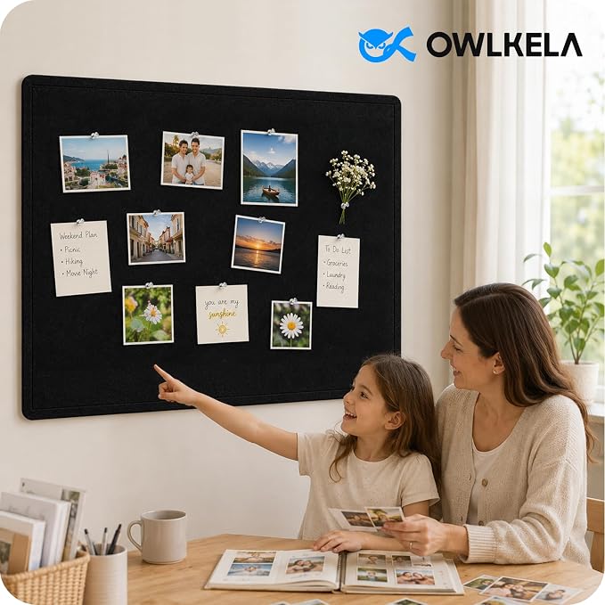 OWLKELA 36 x 24 inch Felt Bulletin Board, Self-Adhesive Pin Board - Image 6
