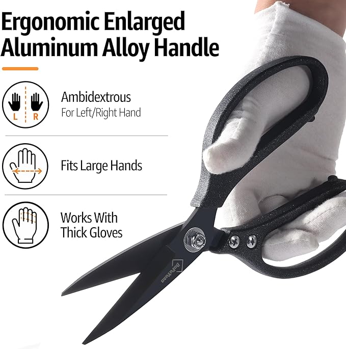 BoFuYuan 8.5 Inch Multipurpose Heavy Duty Scissors, Frosted Grey | Japanese - Image 5