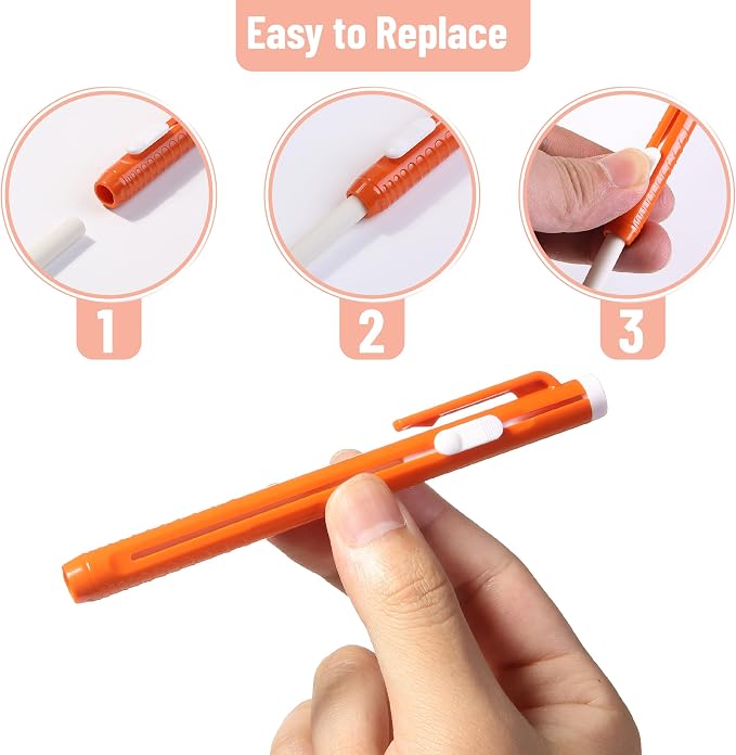 Mr. Pen- Retractable Mechanical Eraser Pens, 6 Pack, Citrus Colors | Latex-Free - Image 5