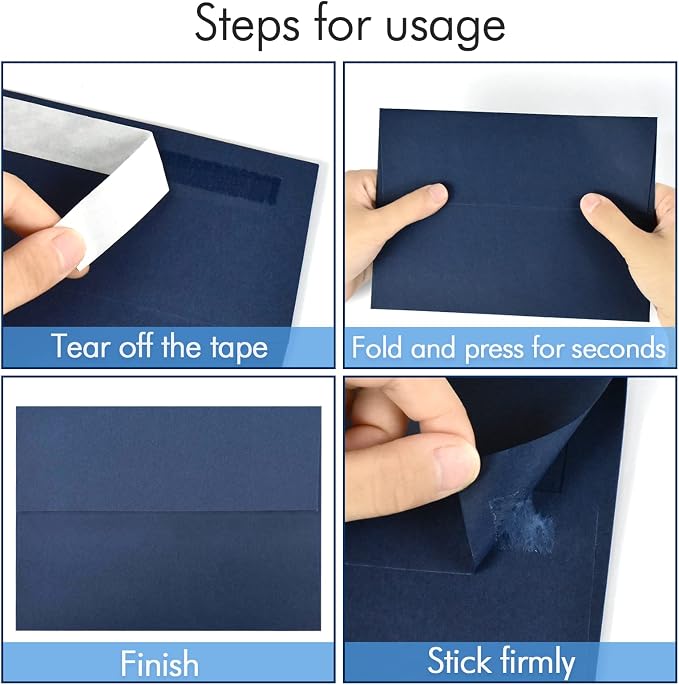 A7 Navy Blue Invitation 5x7 Envelopes 100 Count- Self Seal, Square Flap - Image 4