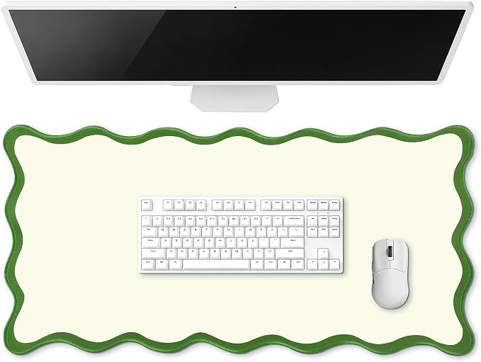 Hahafelt Scalloped Desk Mat Large Desk Pad Cute Coquette Table Mat Back to by Hahafelt