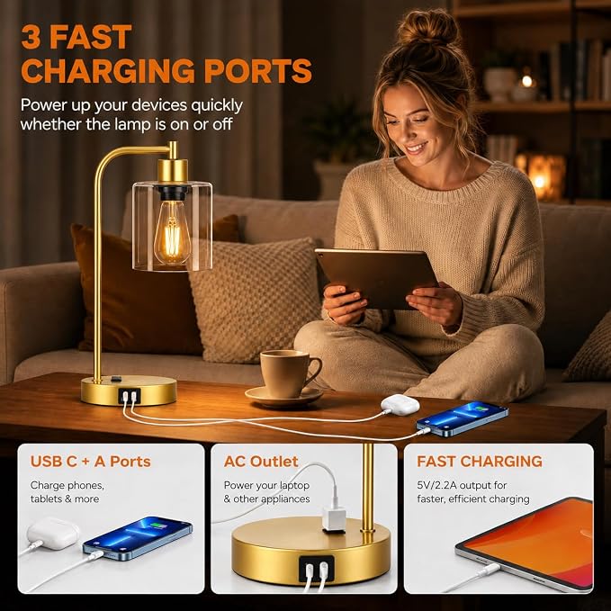 Industrial Touch Control Table Lamps Set of 2 - Image 4