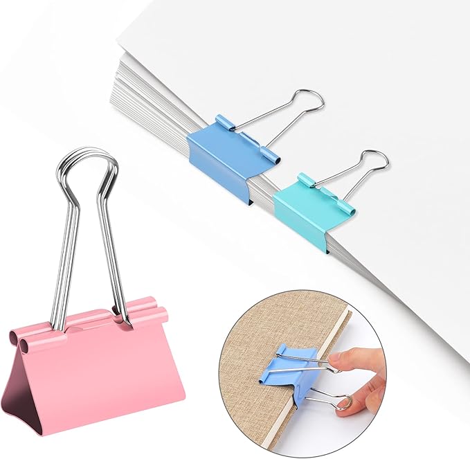 SANNIX 110 PCS Colored Binder Clips, X Large, Large, Medium, Small, Mini and Micro, Colorful Binder Clips Assorted Sizes Clips for Office Home School Supplies-DeskLoop Office