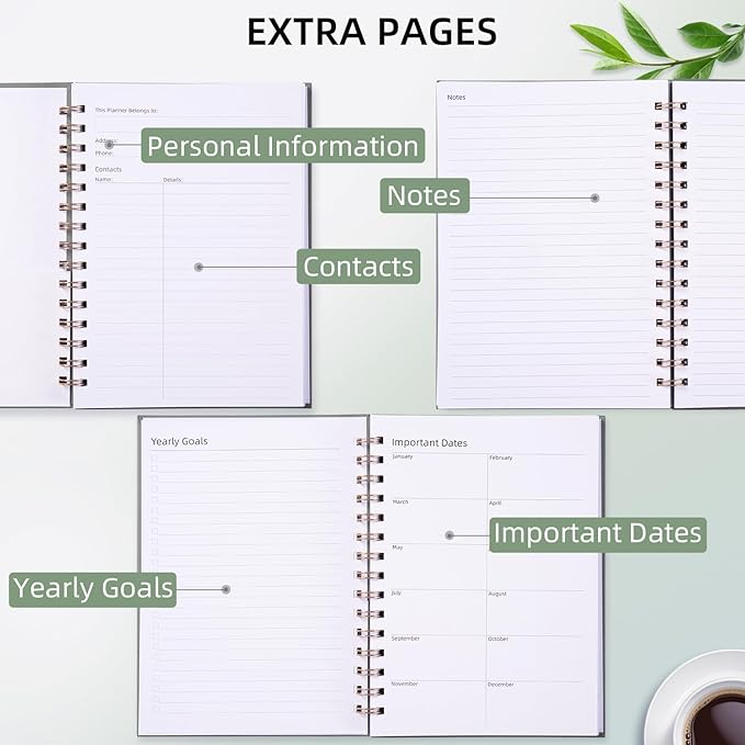 Undated Weekly and Monthly Planner Spiral Bound- Weekly Goals Notebook - Image 4