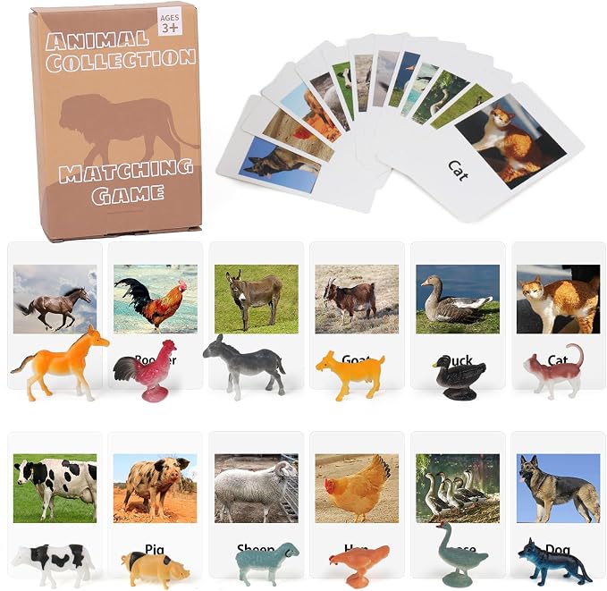 MEROCO Montessori Animal Match Cards Miniature Poultry Animals by MEROCO