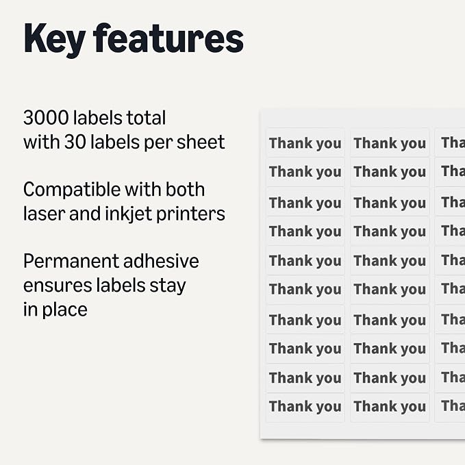 Amazon Basics Printable Address Labels, 3000 Blank Mailing Labels - Image 2