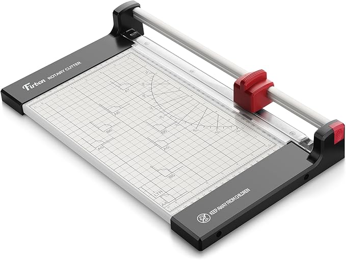 Firbon 12" Rotary Paper Trimmer with Replaceable Blade, Heavy Duty 12-Sheet Capacity Cutter for Cardstock, Photos, Scrapbooking, Office, School & Studio-DeskLoop Office