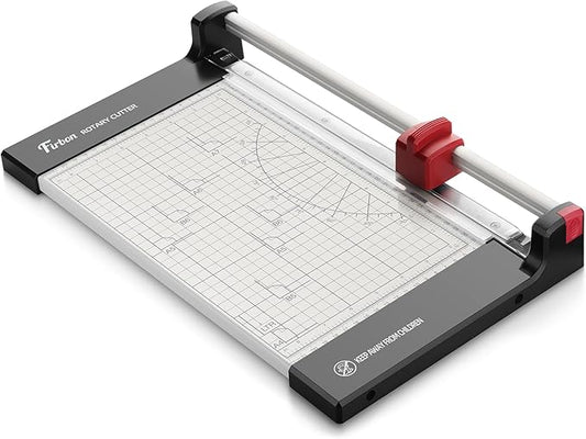 Firbon 12" Rotary Paper Trimmer with Replaceable Blade, Heavy Duty 12-Sheet Capacity Cutter for Cardstock, Photos, Scrapbooking, Office, School & Studio-DeskLoop Office