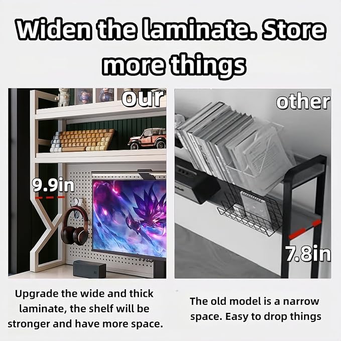 Desktop Hutch Bookshelf, Many Gifts, Metal Desktop Bookcase - Image 9