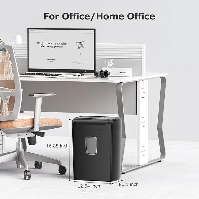 Bonsaii 12-Sheet Paper Shredder for Home Office Use, 10-Minute Cross Cut Shredder with 5.5 Gallons Bin, P-4 High Security Heavy Duty Office Shredder Shred CD/Credit Card-DeskLoop Office