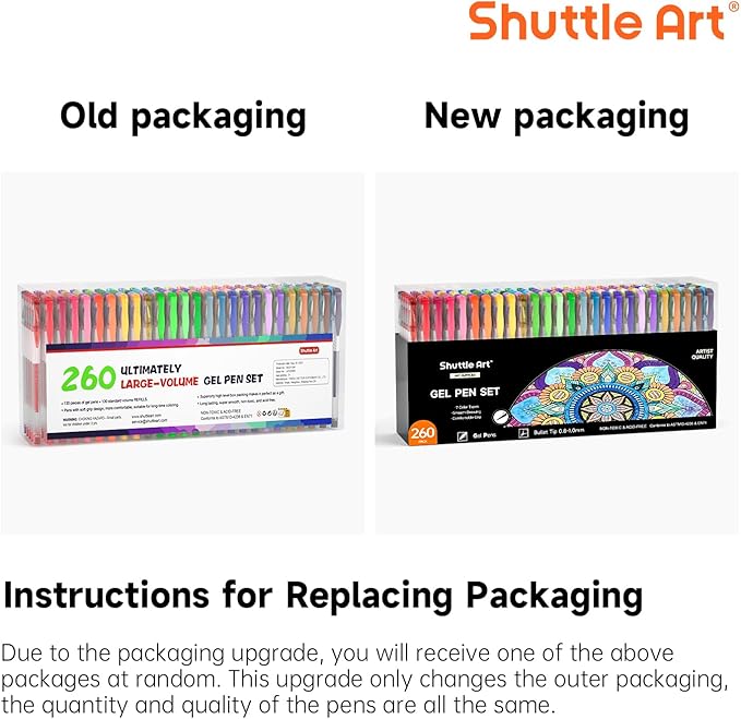 Shuttle Art 260 Pack Gel Pens Set, 130 Colors with 130 Refills for Adults Coloring Books Drawing Crafts Scrapbooking Journaling-DeskLoop Office
