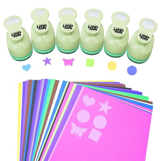 UCEC 6 PCS Craft Hole Punch 1 Inch Paper Puncher, Hole Punch Shapes Crafting by UCEC