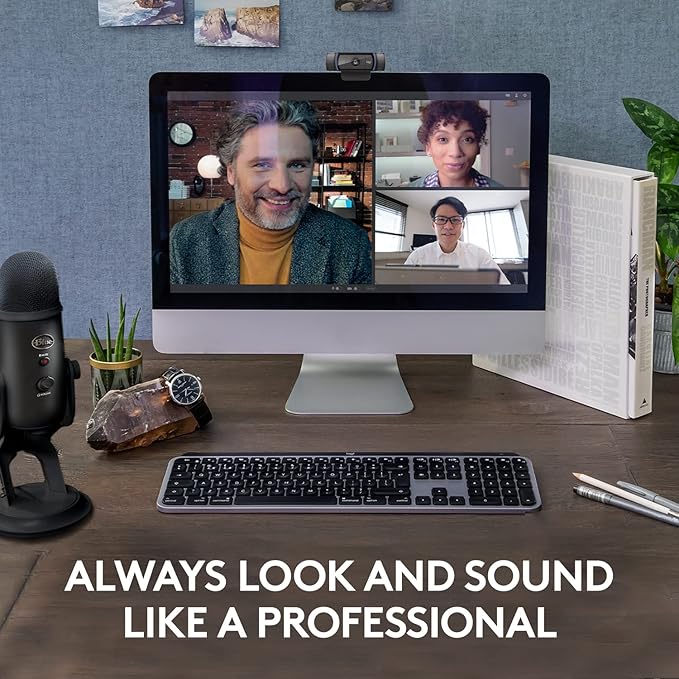 Logitech C920x HD Pro Webcam, Full HD 1080p/30fps - Black w/Blue Yeti USB Microphone - Blackout