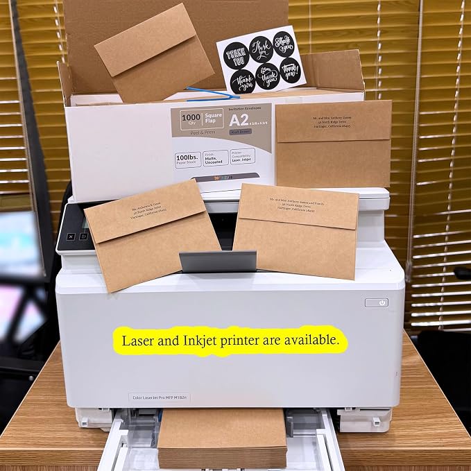 1000 Pcs A2 Invitation Envelopes in Kraft Brown Peel & Press Self Seal 4 3/8 x - Image 4