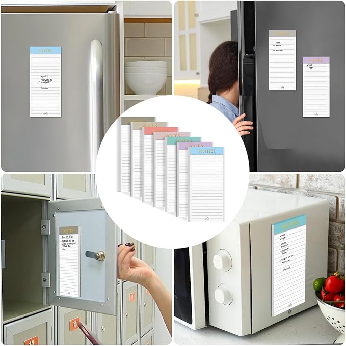 Utron 7 Pack Magnetic Notepads for Refrigerator, Morandi Color Magnetic Grocery - Image 6