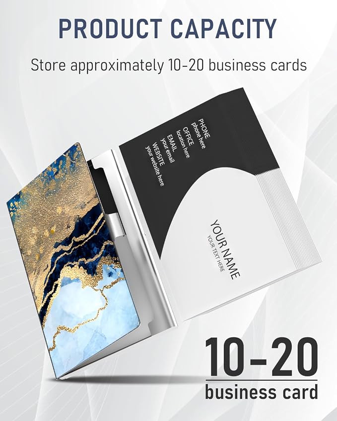 Business Card Metal Slim Organizer, Professional Stainless Steel Square Pocket - Image 2