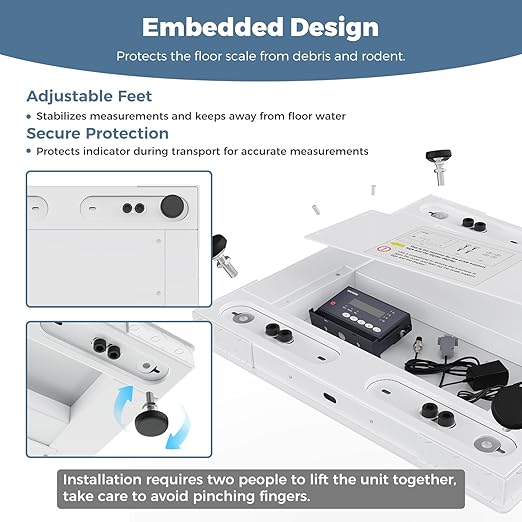 24"x24" Industrial Floor Scale, Precision Pallet Scale with Digital Indicator, Heavy Duty Weighing Scale for Floor Bench Office Weight Weighing, 2500 lb x 1 lb, Grey-DeskLoop Office