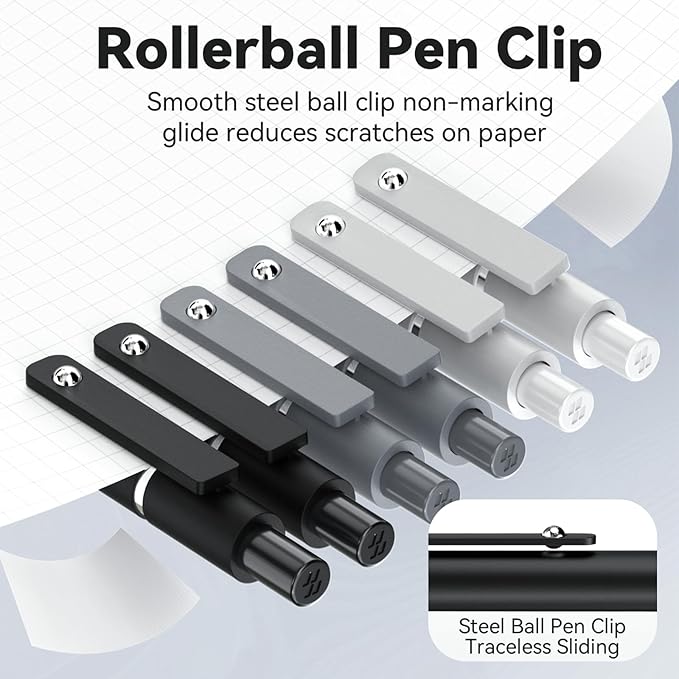 Gel Pens, 6 Pcs 0.5mm Fine Point Black Ink Pen With Smooth Writing, Office Desk Accessories, School Supplies Gifts for Men Women, Quick Dry Pens For Journaling, Black/Gray/White-DeskLoop Office