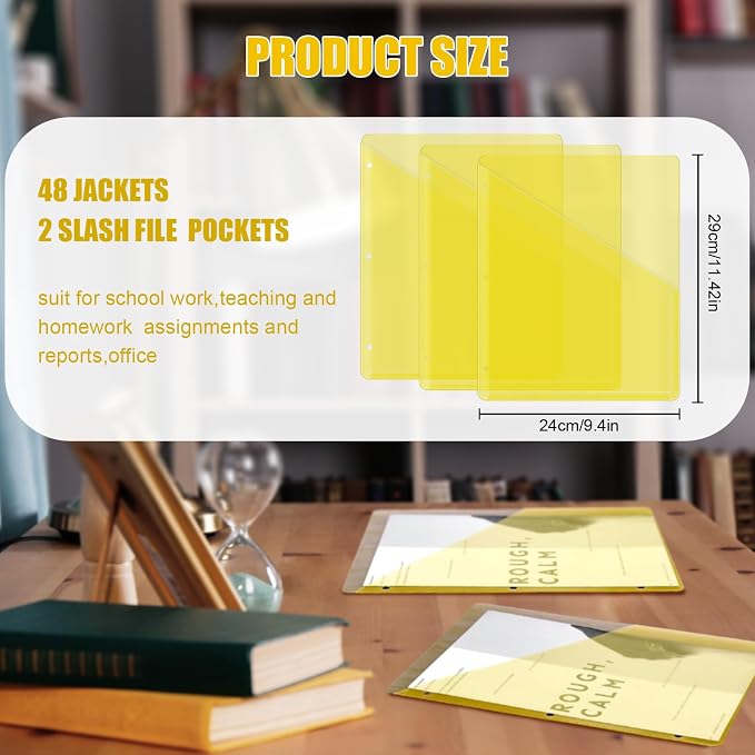 Seajan 48 Pcs Pocket Folders for 3 Ring Binder Clear Plastic Folders Sleeves - Image 2