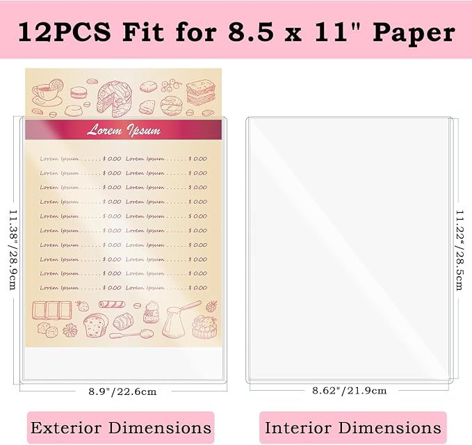 AKONEGE 12PCS 8.5" x 11" Rigid Print Protectors, Hard Plastic Sleeves - Image 2