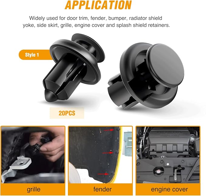 GOOACC 120PCS Car Bumper Push Retainer Clips & Nylon Fasteners Rivet Kit 6mm - Image 4