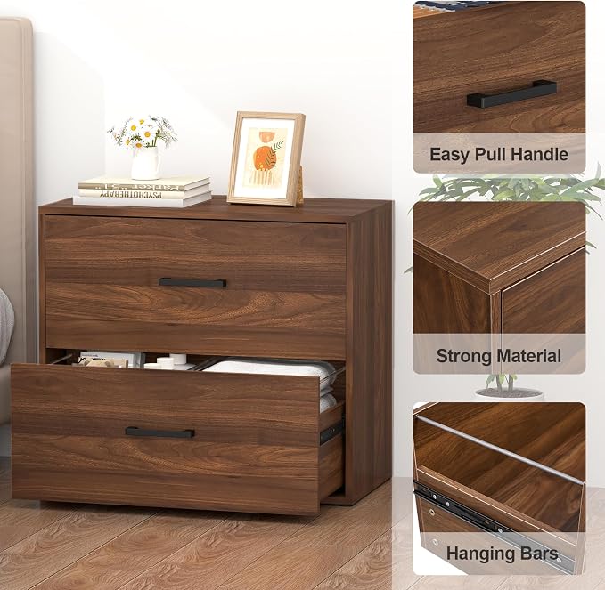FATIGOS 2 Drawer File Cabinet, Wood Lateral Filing Cabinets, Wide Office File - Image 6