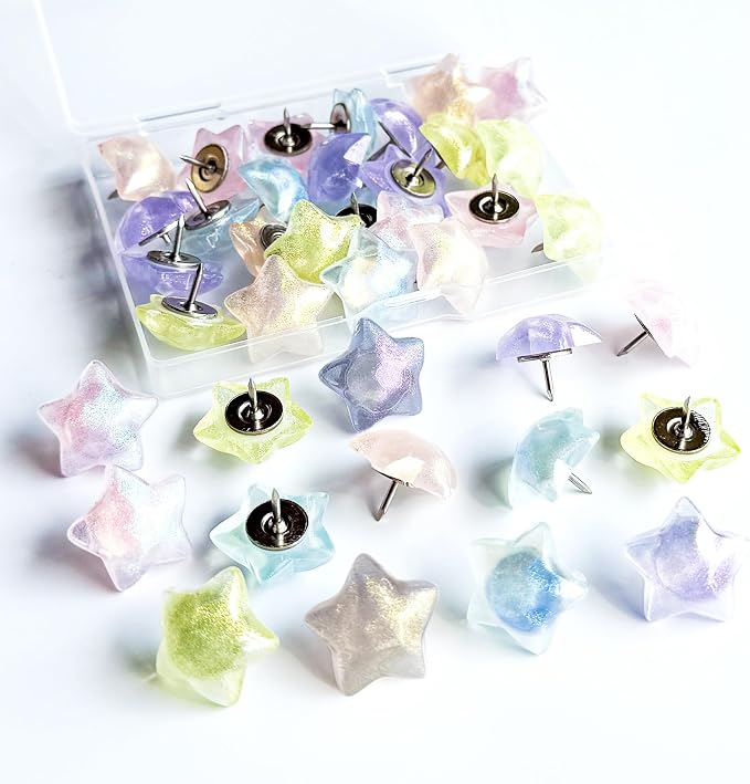 Push Pins for Walls, Star Decorative ThumbTacks for Cork Board Cute Tacks by KEYDUACU