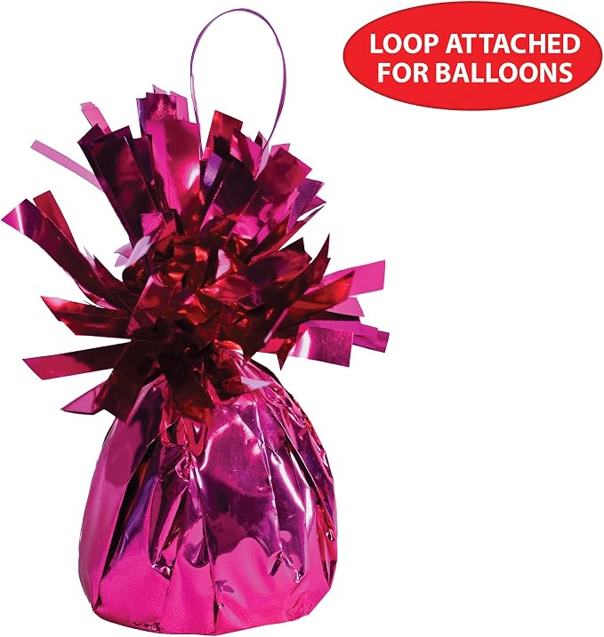 Beistle Metallic Wrapped Balloon Weight – 12 Pack, Cerise Pink Balloon - Image 6
