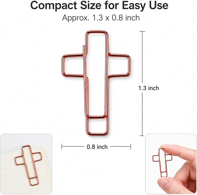 140 Pack Cross Paper Clips, Metal Cross Shaped Bookmarks - Image 2
