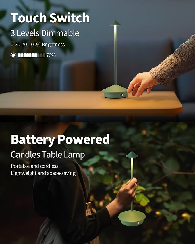 Modern Cordless Table Lamp Set of 2, Portable LED Desk Lamps, 4000mAh - Image 4