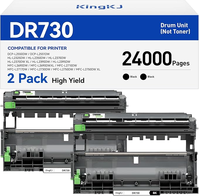DR730 Drum Unit (Not Toner) 2-Pack Compatible Replacement for Brother DR-730 Imaging Drum MFC-L2710DW MFC-L2750DW DCP-L2550DW HL-L2350DW HL-L2395DW HL-L2370DW HL-L2390DW MFC-L2690DW HL-L2325DW Printer-DeskLoop Office