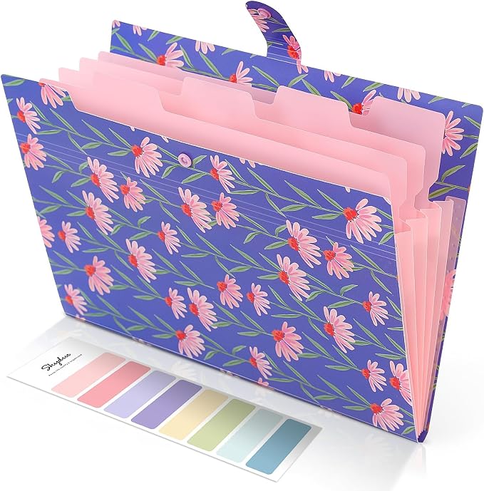 SKYDUE Accordion File Organizer, Floral Expanding File Folders by SKYDUE