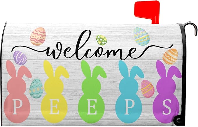 farg Welcome Easter Mailbox Cover Magnetic Standard Size Easter Cute Bunny by farg