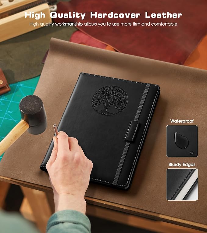 Biuwory A5 Leather Journal Notebook, 140 Lined Pages, Hardcover 5.7"×8.3" | - Image 3