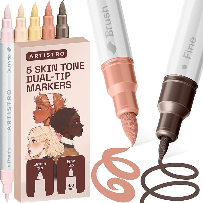 ARTISTRO 5 Skin Tones Acrylic Paint Markers by ARTISTRO