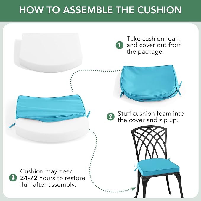Outdoor Chair Cushions Set of 4: Waterproof & Fade Resistant Patio Furniture - Image 8