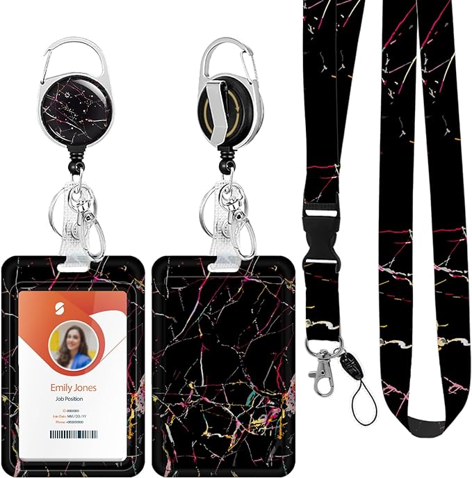 ID Badge Holder with Lanyard, Retractable ID Badge Card Holders Detachable Neck by Boutilon