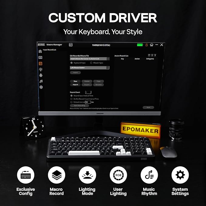EPOMAKER TH99 Wireless Mechanical Keyboard with Lubed Silent Switch, Quiet Gaming Keyboard, 8000mAh,Creamy Gasket,RGB Backlit,Numpad,PBT Keycap,Hot Swappable,for Gamers/Office (Black)-DeskLoop Office