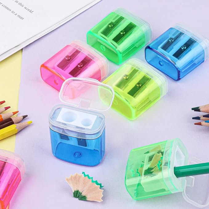 24 Pieces Pencil Sharpeners Manual Dual Holes Pencil Sharpener - Image 6