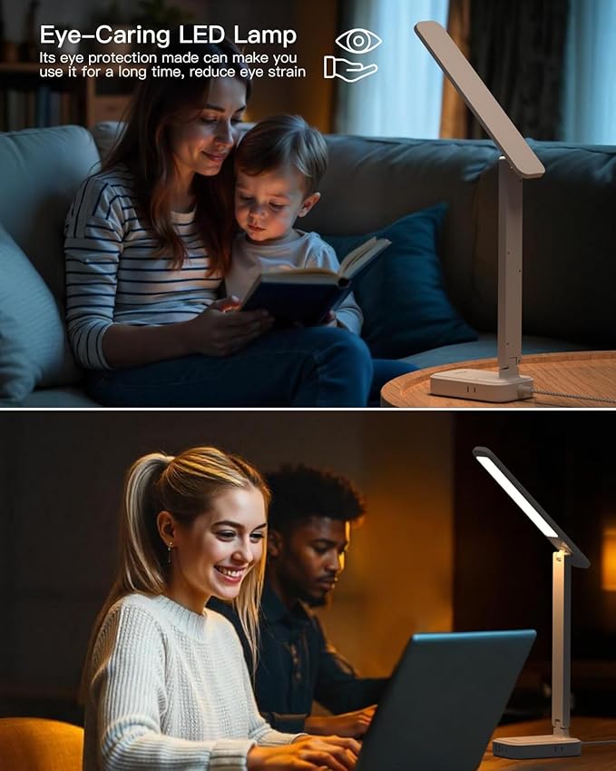 Power Strip with LED Desk Lamp, PD 30W Touch Desk Lamps, 4 Outlets 4 USB Ports(2 USB C) Small Desk Lamp 5FT Extension Cord Table Lamp for Home Office College Dorm Room Essentials Bedroom Bedside Study-DeskLoop Office
