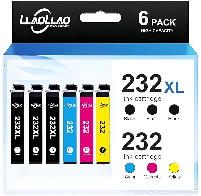 232 Ink Cartridge Remanufactured Replacement for 232xl Ink Cartridges Combo Pack T232 232 Compatible with XP-4200 XP-4205 WF-2930 WF-2950 Printer (3 Black Cyan Magenta Yellow)-DeskLoop Office