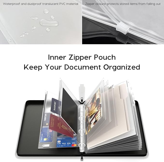 Important Document Organizer Zipper Binder, Fireproof Document Bag - Image 3