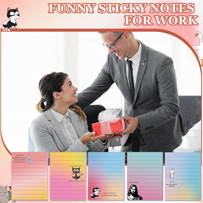 12 Pcs Funny Sticky Notes for Work 4x3 Inches Sarcastic Self Adhesive Notepads - Image 4