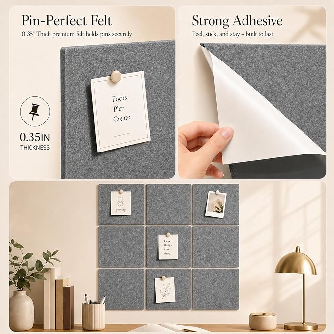 Felt Bulletin Board Tiles, Large Cork Board Alternative, 24 x 36 in | 0.35 in - Image 3
