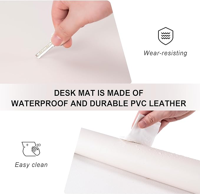 Leather Desk Pad Protector, Non-Slip Desk Pad, on-Slip PU Leather Large Mouse - Image 3