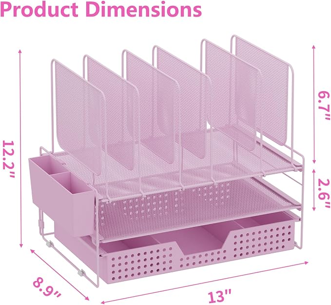 LEKETREE Pink Desk Organizer, Office Organization - Image 7